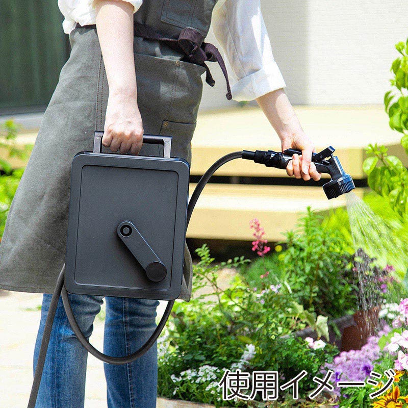 アイリスオーヤマ フルカバーコンパクトホースリール 10m ダークグレー FCH-10M 1個(ご注文単位1個)【直送品】