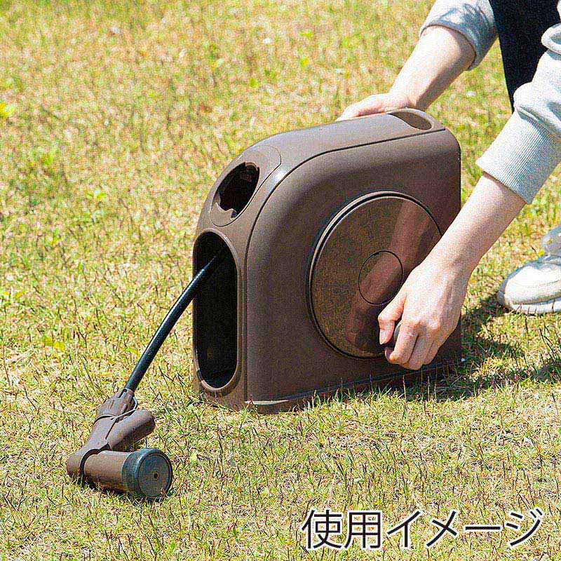 アイリスオーヤマ フルカバーホースリール スリムHG 10m ダークブラウン FSHG-10 1台(ご注文単位1台)【直送品】