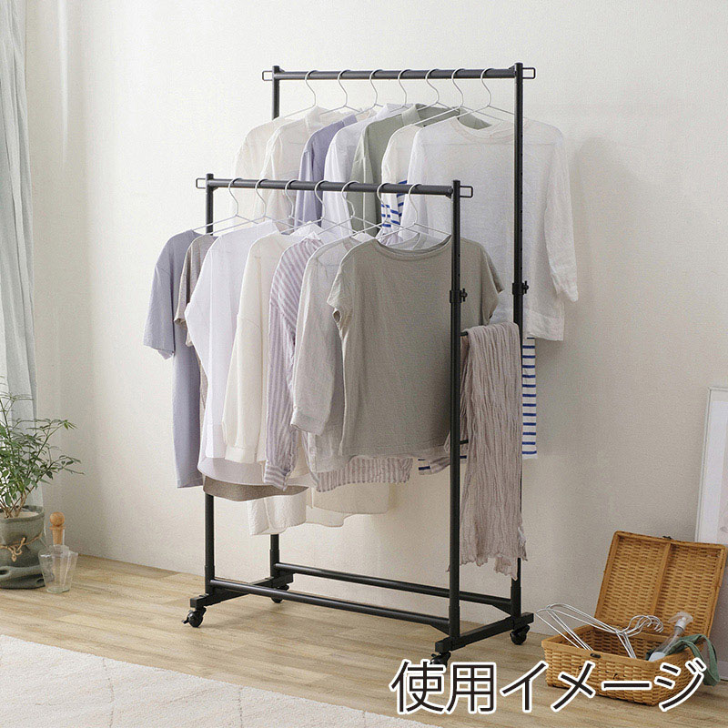 アイリスオーヤマ スタイルハンガーハード ダブルタイプ ブラック PI-H2R 1台(ご注文単位1台)【直送品】