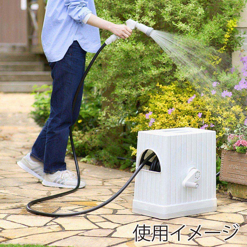 アイリスオーヤマ フルカバーホースリールEX 30m ライトベージュ/ホワイト FHEXN-30 1台(ご注文単位1台)【直送品】