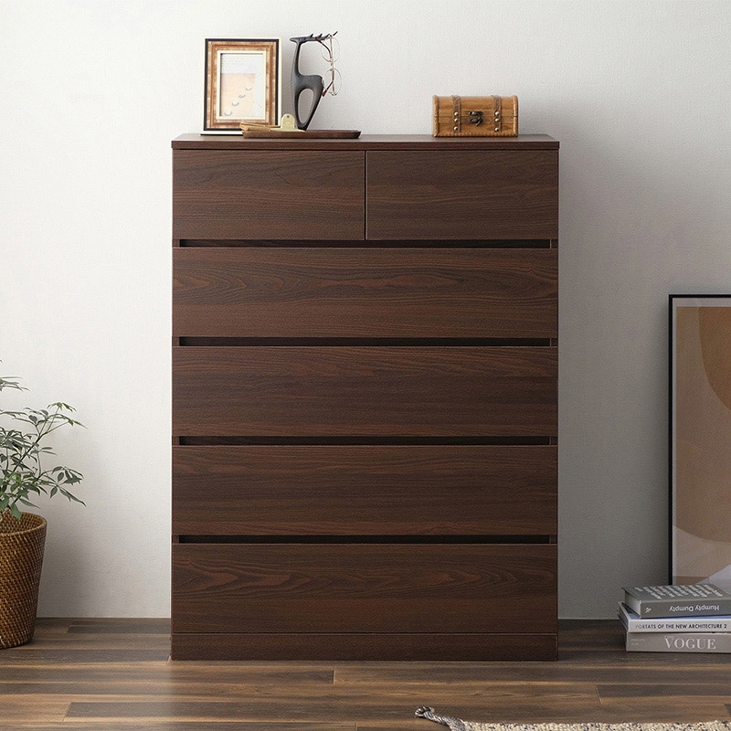 アイリスオーヤマ ウッドチェスト ハイタイプ 幅79cm ウォールナット WCH-790H 1台(ご注文単位1台)【直送品】