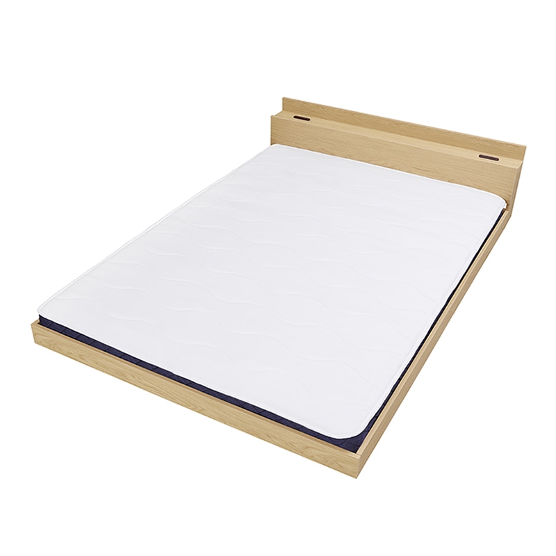 アイリスオーヤマ マットレス付きフロアベッド ロータイプ 棚付き ダブル ナチュラル SBM-D 1台(ご注文単位1台)【直送品】