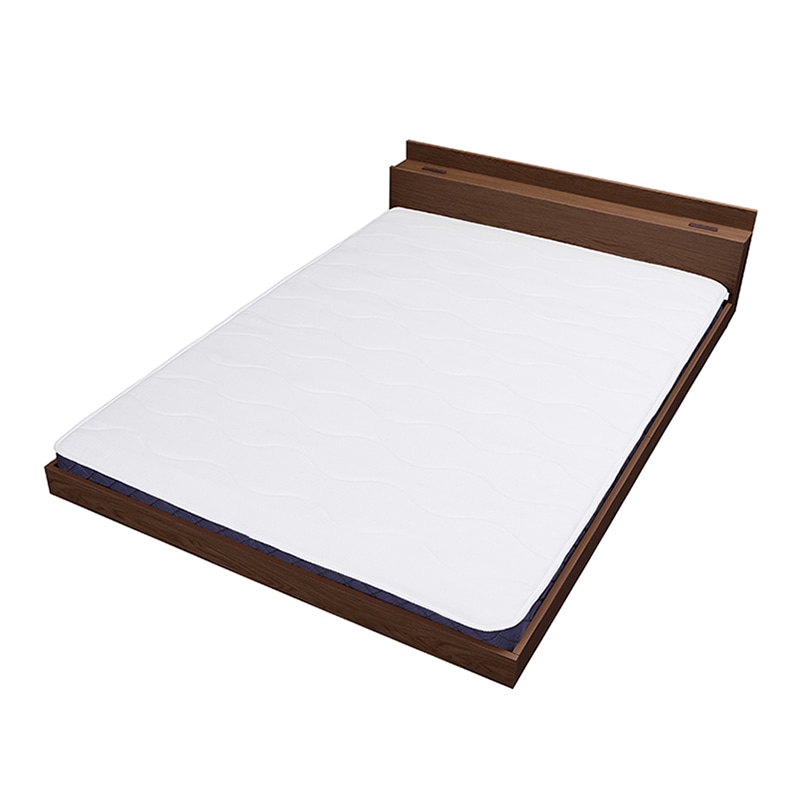 アイリスオーヤマ マットレス付きフロアベッド ロータイプ 棚付き ダブル ブラウン SBM-D 1台(ご注文単位1台)【直送品】