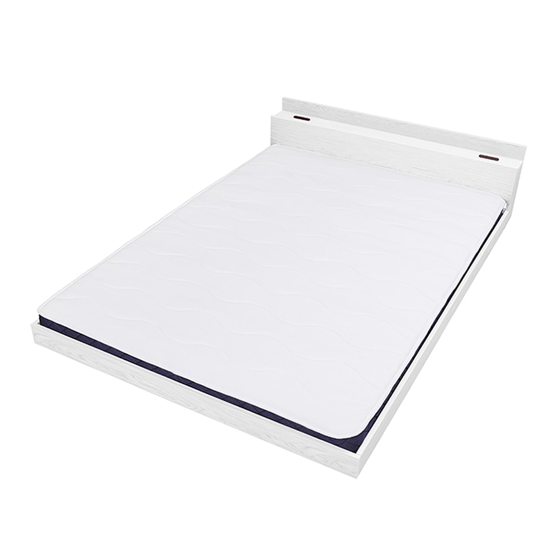 アイリスオーヤマ マットレス付きフロアベッド ロータイプ 棚付き ダブル ホワイト SBM-D 1台(ご注文単位1台)【直送品】