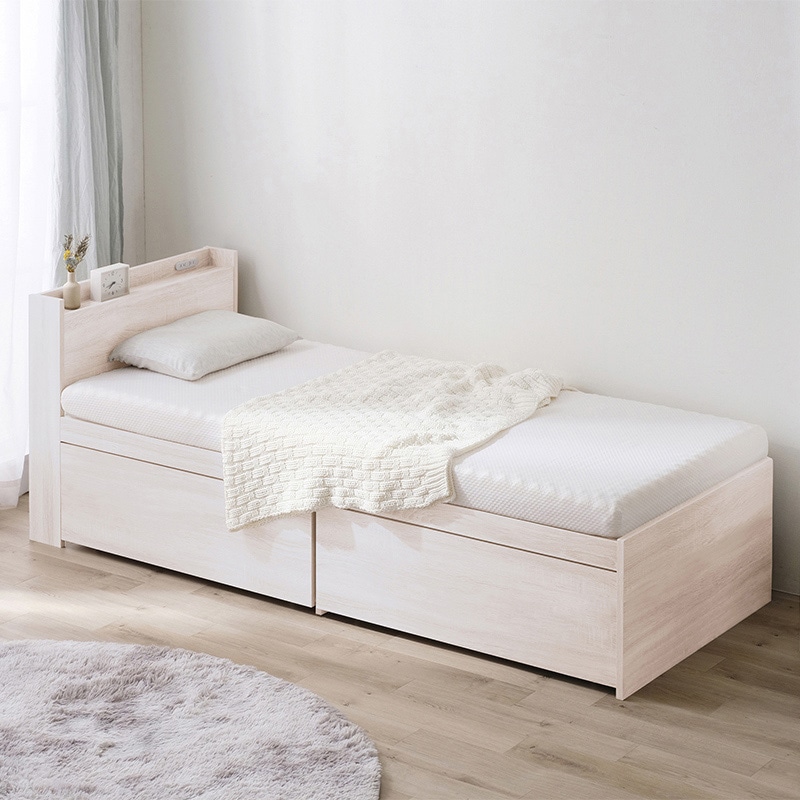 アイリスオーヤマ 収納付きベッド ウレタンマットレスセット セミシングル オフホワイト DSBM-SS 1台(ご注文単位1台)【直送品】