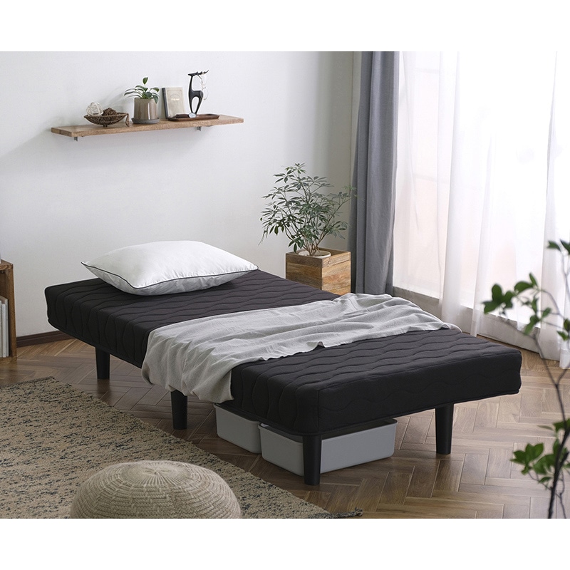 アイリスオーヤマ 脚付きポケットコイルマットレス シングル ブラック PAM-S 1台(ご注文単位1台)【直送品】