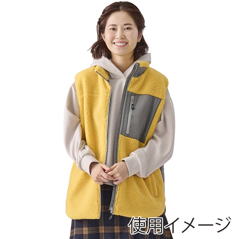 アイリスオーヤマ ファンクト　ボアフリース　保温ベスト XL　イエロー FC22502-YEXL 1枚（ご注文単位1枚）【直送品】