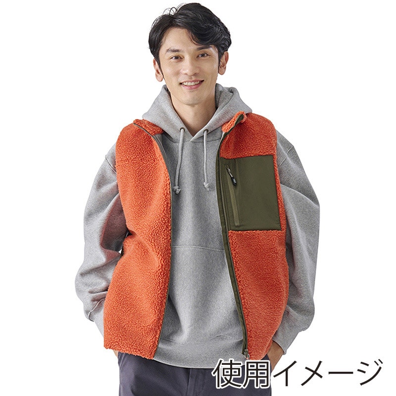 アイリスオーヤマ ファンクト ボアフリース 保温ベスト 3L オレンジ FC22502-OR3L 1枚(ご注文単位1枚)【直送品】