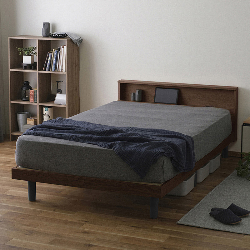 アイリスオーヤマ すのこベッド 棚付き セミダブル ブラウン SNB-SD 1台(ご注文単位1台)【直送品】