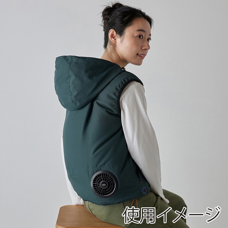 アイリスオーヤマ ファンクト クールウェア フード付きベストセット 3L ブルーグリーン FC23300-BG3L 1セット(ご注文単位1セット)【直送品】