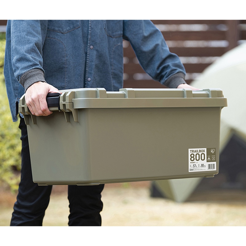 アイリスオーヤマ コンテナボックス TRAILBOX 800 57L カーキ TRB-800 1個(ご注文単位1個)【直送品】