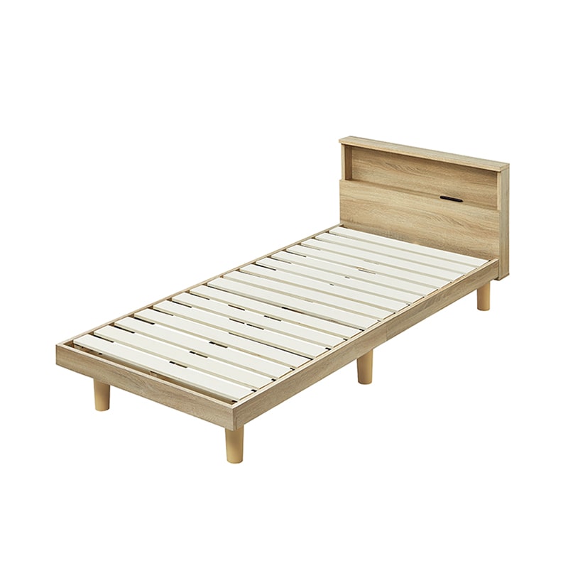 アイリスオーヤマ すのこベッド 棚付き セミシングル ライトナチュラル HSB-SS 1台(ご注文単位1台)【直送品】