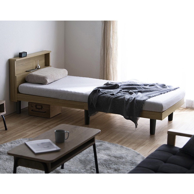 アイリスオーヤマ すのこベッド　棚付き セミシングル　アッシュブラウン HSB-SS 1台（ご注文単位1台）【直送品】