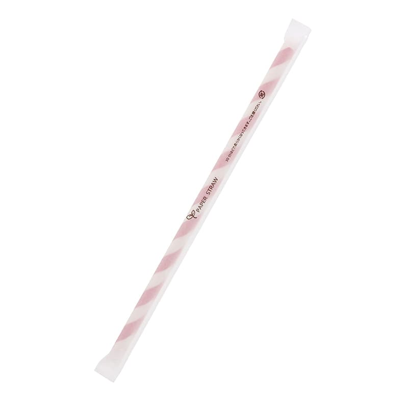 羽柴化成工業 ペーパーストロー 6×210 mm 赤スパイラル 紙包装 500本/箱
