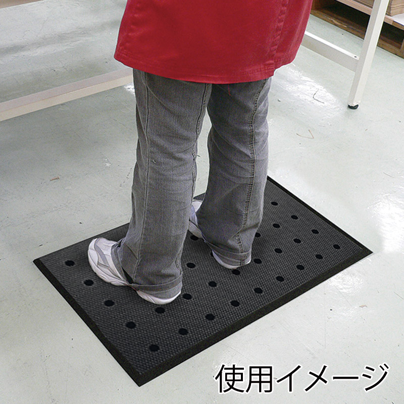 カーボーイ 足腰マット 穴あき Sサイズ AM-04 ブラック 1枚(ご注文単位1枚)【直送品】