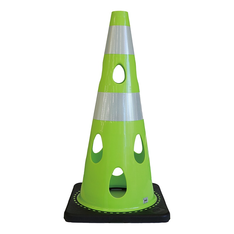 カーボーイ 穴あきコーン 700 反射ホワイト グリーンイエロー CHRK700GY 1個（ご注文単位1個）【直送品】