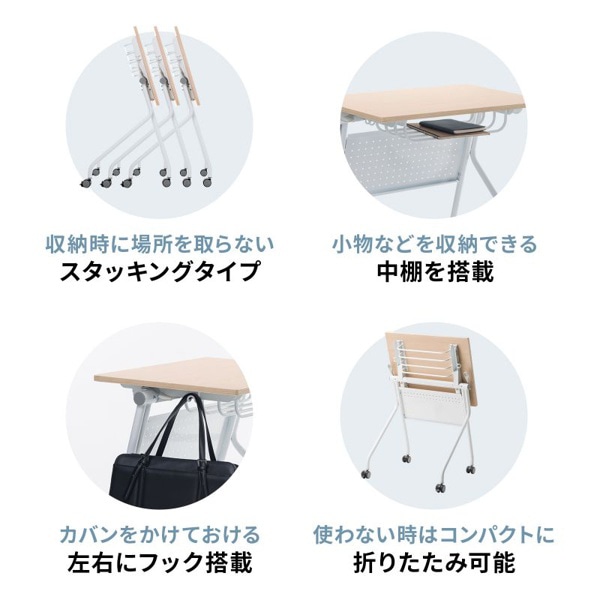 サンワサプライ フォールディングデスク W650×D500mm 木目／ホワイト FLD-6550BRN 1個（ご注文単位1個）【直送品】