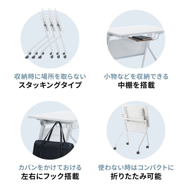 サンワサプライ フォールディングデスク W650×D500mm ホワイト/ホワイト FLD-6550WN 1個(ご注文単位1個)【直送品】