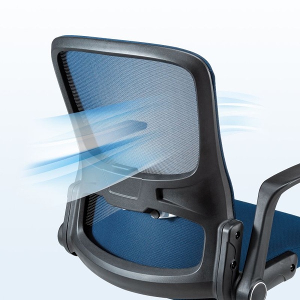 サンワサプライ メッシュチェア 肘かけ付き ブルー SNC-NET21BL 1個(ご注文単位1個)【直送品】