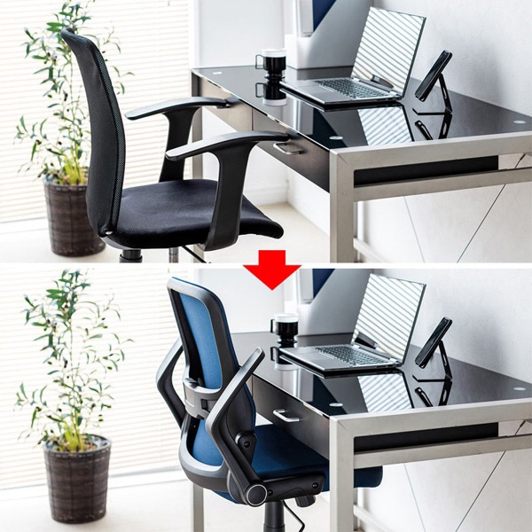 サンワサプライ メッシュチェア 肘かけ付き ブルー SNC-NET21BL 1個(ご注文単位1個)【直送品】