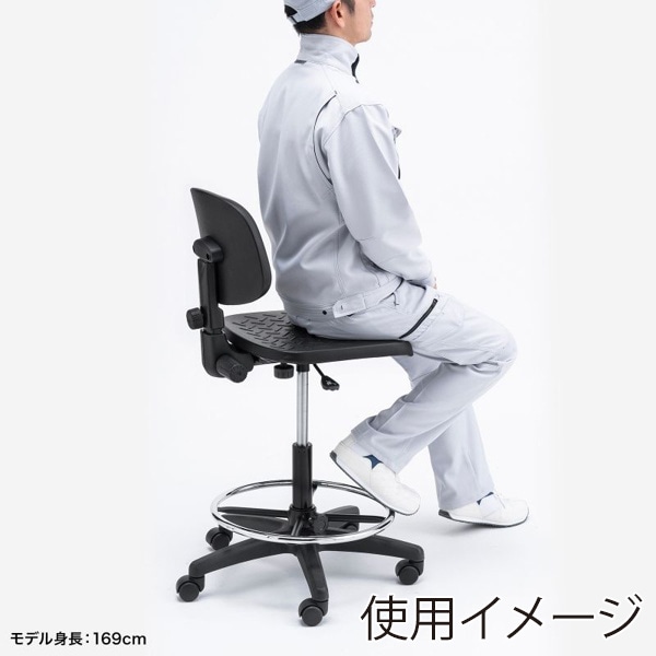 サンワサプライ 作業用ワークチェア 肘かけなし ブラック SNC-T166BK 1個（ご注文単位1個）【直送品】