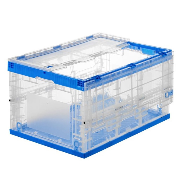 サンワサプライ 折りたたみコンテナ 75L ふた付き クリア CNT-CV75CL 1個（ご注文単位1個）【直送品】