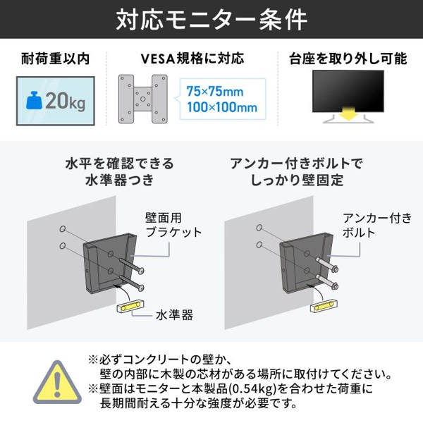 サンワサプライ モニタアーム 壁掛用 角度固定 CR-LA301 1個（ご注文単位1個）【直送品】