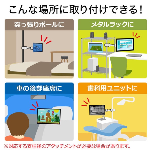 サンワサプライ 支柱取付け液晶モニタアーム 支柱径25~40mm 長タイプ CR-LA352 1台(ご注文単位1台)【直送品】