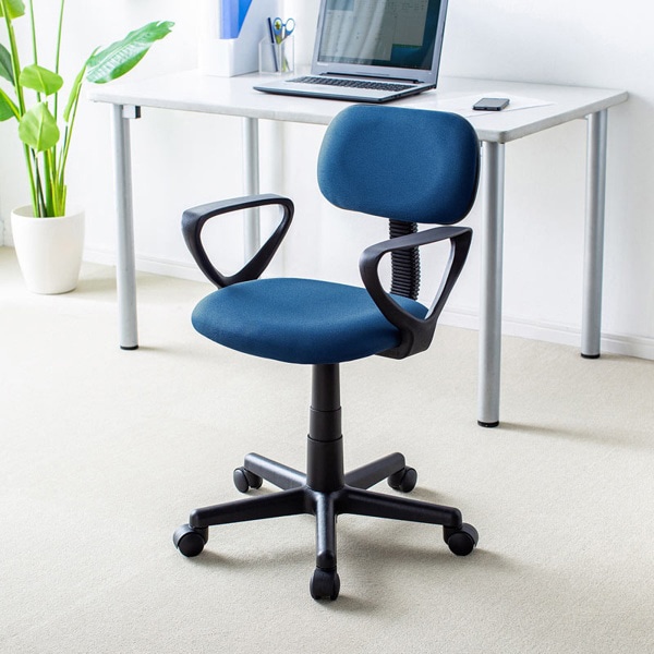 サンワサプライ OAチェア 肘かけ付き ブルー SNC-A1ABL 1個（ご注文単位1個）【直送品】