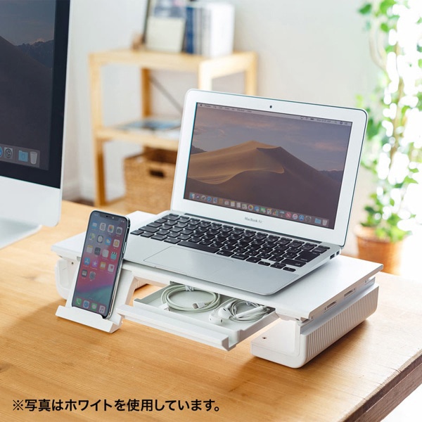 サンワサプライ 机上ラック 3段階横幅可変タイプ ブラック MR-LC804BK 1個（ご注文単位1個）【直送品】