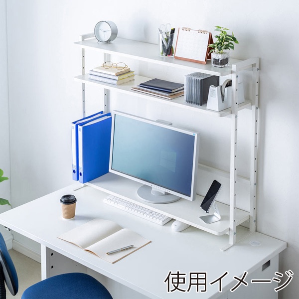 サンワサプライ クランプ式机上ラック 3段 ホワイト MR-LC308W 1個（ご注文単位1個）【直送品】