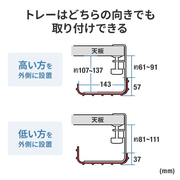 サンワサプライ ケーブル配線トレー ワイヤー Lサイズ ホワイト CB-CT3W 1個(ご注文単位1個)【直送品】