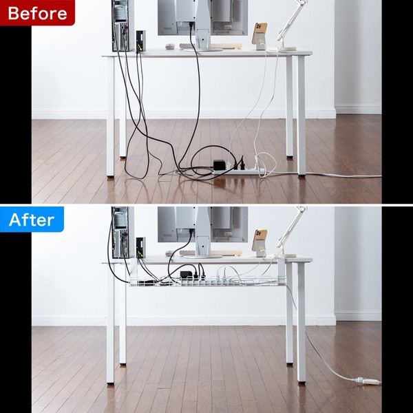 サンワサプライ ケーブル配線トレー ワイヤー Lサイズ ホワイト CB-CT3W 1個(ご注文単位1個)【直送品】