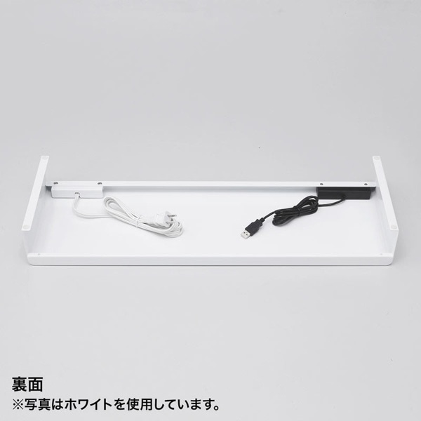 サンワサプライ 電源タップ+USBポート付き机上ラック W600mm ブラック MR-LC202BKN 1個（ご注文単位1個）【直送品】