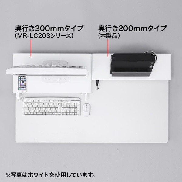 サンワサプライ 電源タップ+USBポート付き机上ラック W600mm ブラック MR-LC202BKN 1個（ご注文単位1個）【直送品】