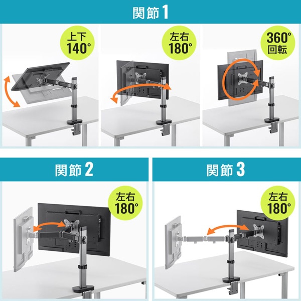 サンワサプライ 液晶モニターアーム 水平可動 CR-LA2001 1個（ご注文単位1個）【直送品】
