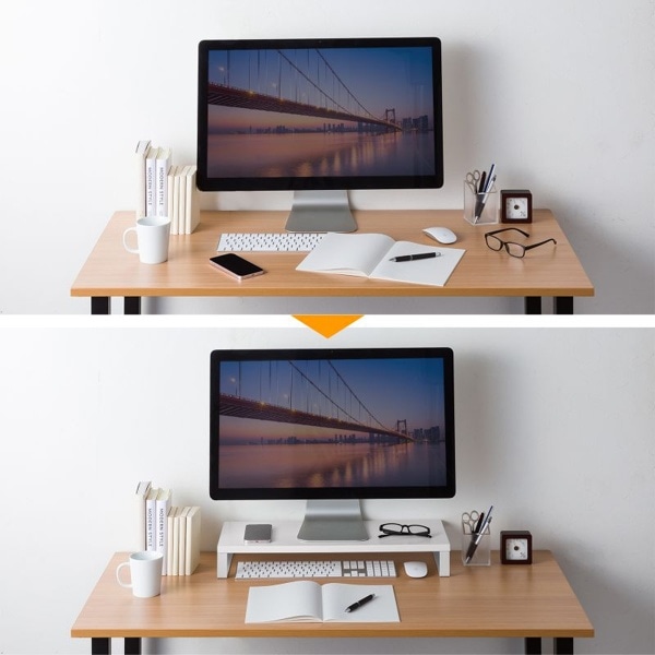 サンワサプライ 木製机上ラック W600mm ホワイト MR-LC312W 1個（ご注文単位1個）【直送品】