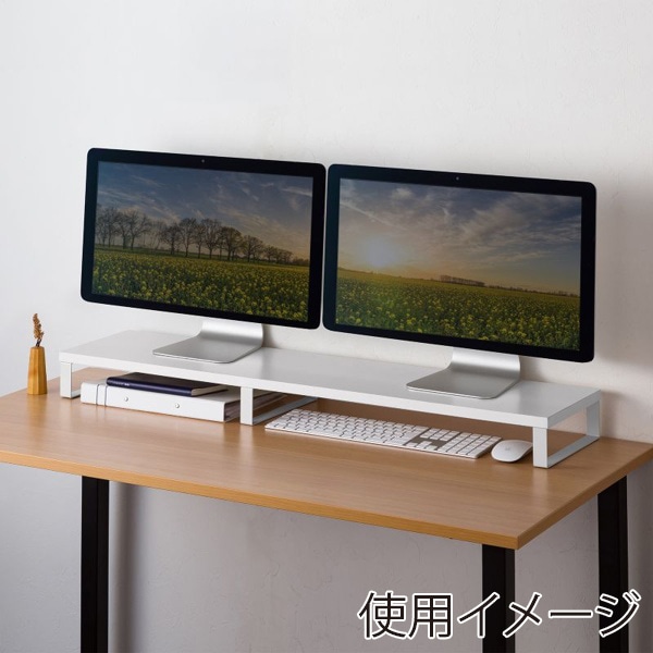 サンワサプライ 木製机上ラック W1000mm ホワイト MR-LC314W 1個（ご注文単位1個）【直送品】