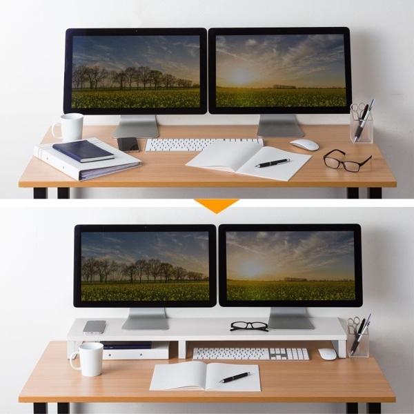 サンワサプライ 木製机上ラック W1000mm ホワイト MR-LC314W 1個（ご注文単位1個）【直送品】