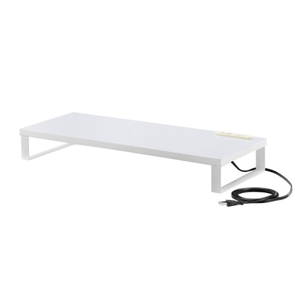 サンワサプライ コンセント付きモニター台 W600mm ホワイト MR-LC212W 1個（ご注文単位1個）【直送品】