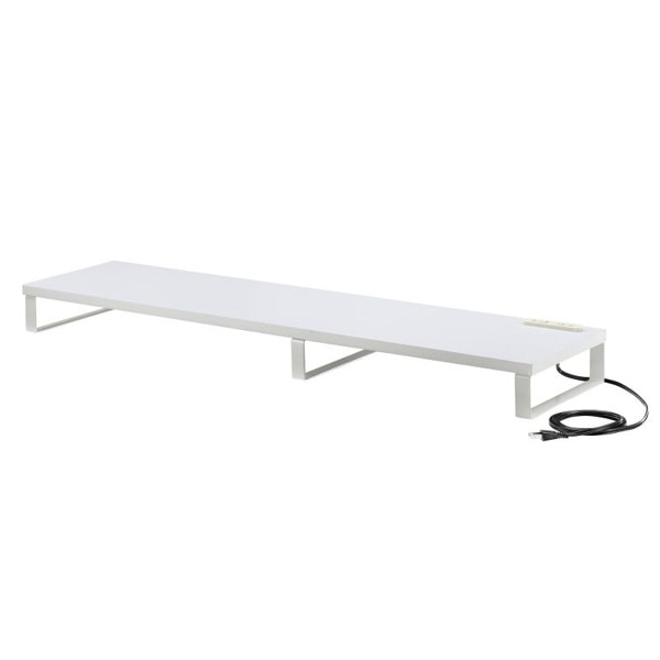 サンワサプライ コンセント付きモニター台 W1000mm ホワイト MR-LC213W 1個（ご注文単位1個）【直送品】