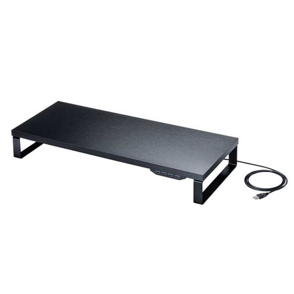 サンワサプライ USBハブ付モニター台 W600mm ブラック MR-LC215BK 1個（ご注文単位1個）【直送品】