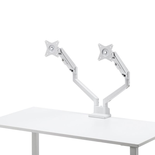 サンワサプライ モニターアーム デュアル ガススプリング式 ホワイト CR-LAC2403W 1個(ご注文単位1個)【直送品】