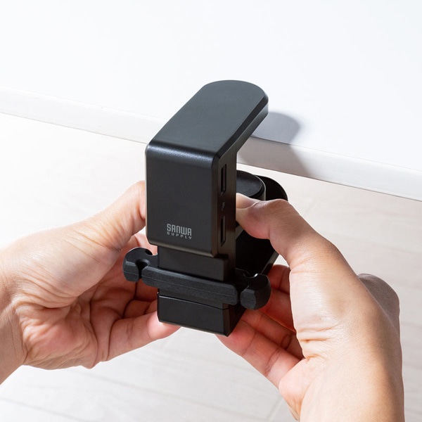 サンワサプライ 回転式ヘッドホンフック USBポート付き PDA-STN29BK 1個(ご注文単位1個)【直送品】