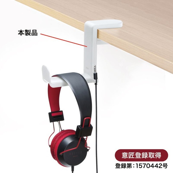 サンワサプライ 回転式ヘッドホンフック ホワイト PDA-STN18W 1個（ご注文単位1個）【直送品】