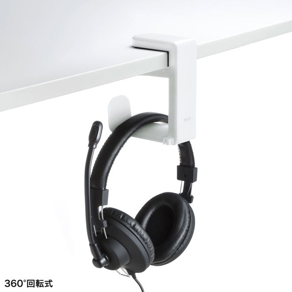 サンワサプライ 回転式ヘッドホンフック ホワイト PDA-STN18W 1個（ご注文単位1個）【直送品】