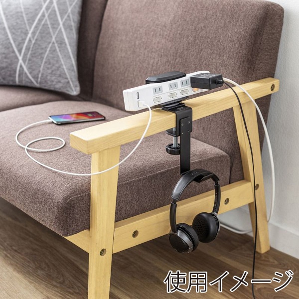 サンワサプライ タップホルダー付きバッグハンガー PDA-STN72BK 1個（ご注文単位1個）【直送品】