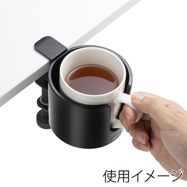 サンワサプライ ドリンクホルダー付きバッグハンガー PDA-STN76BK 1個（ご注文単位1個）【直送品】