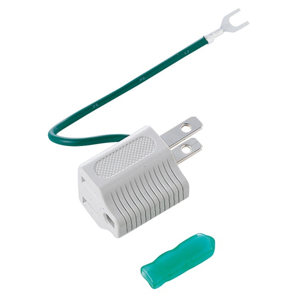 サンワサプライ 3Pプラグ→2Pプラグ変換アダプタ グレー TAP-AD1GYN 1個(ご注文単位1個)【直送品】