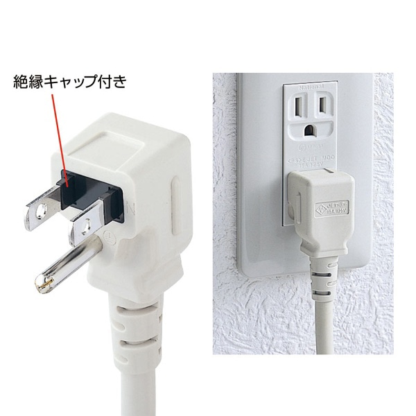 サンワサプライ 工事物件タップ L型プラグ 3P 6個口 3m TAP-K6L-3 1個（ご注文単位1個）【直送品】